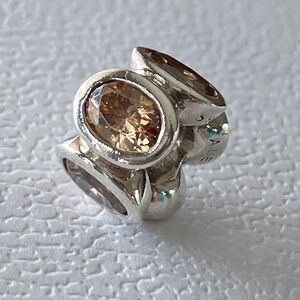 Authentic Pandora Silver Champagne Oval Lights Charm ~ Retired & Rare
